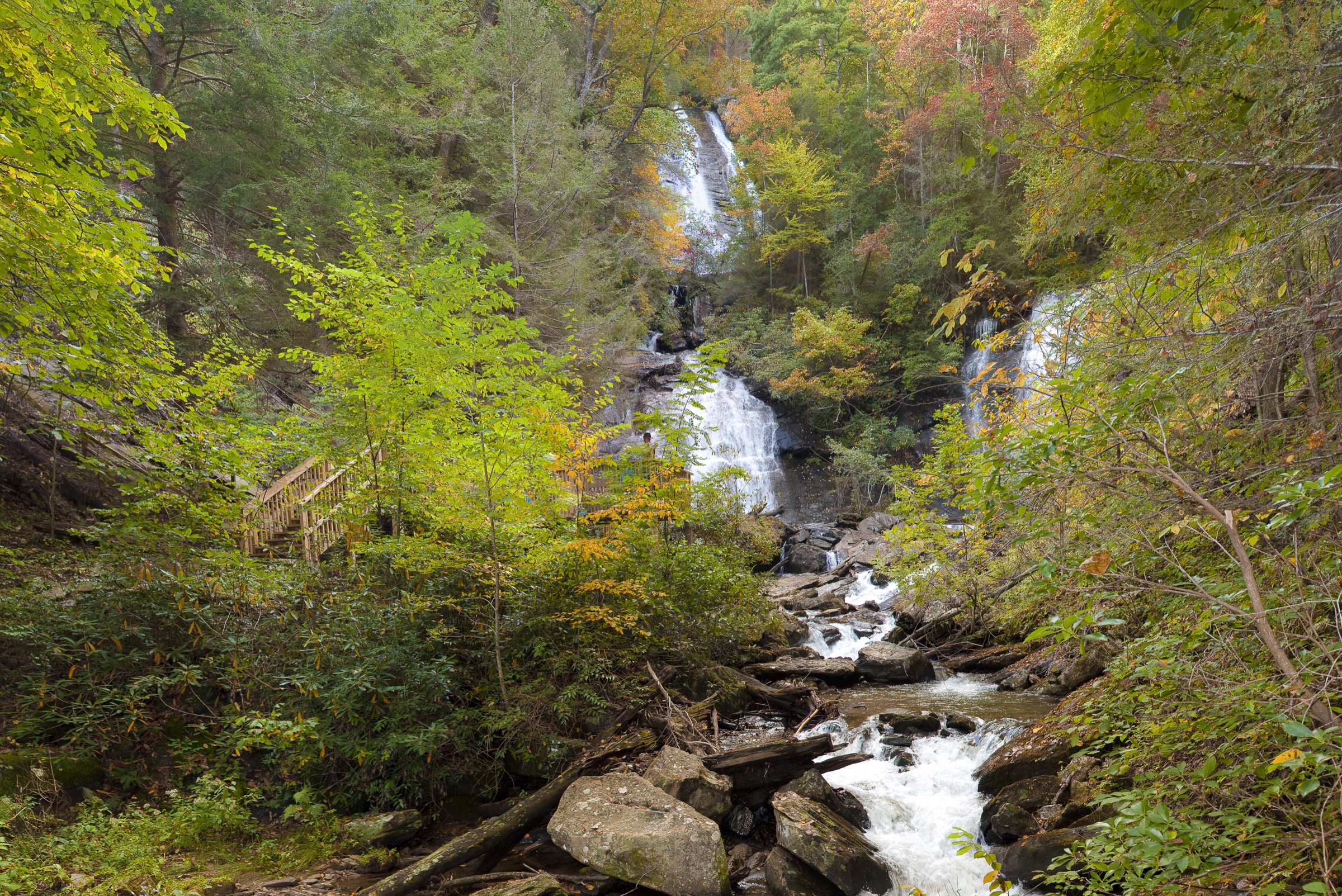 Anna Ruby Falls in spring or higher-flow season