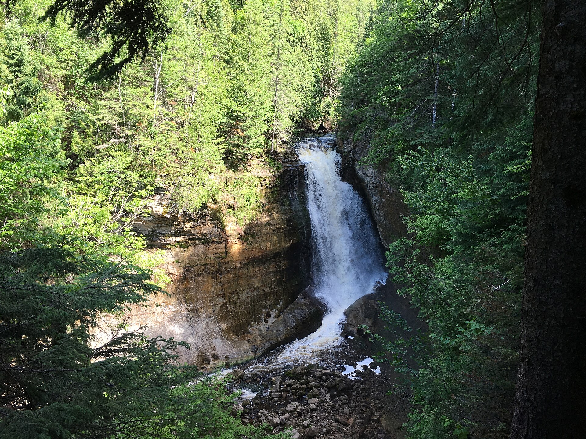 Miners Falls in fall or cool-weather visit