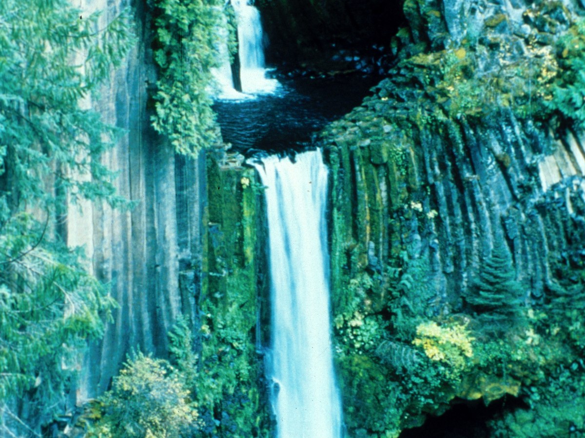 Historic winter or cool-season view of Toketee Falls